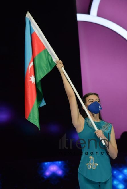 В Баку состоялась торжественная церемония открытия 12-х  Всемирных соревнований среди возрастных групп по акробатической гимнастике Азербайджан Баку 3 март 2022